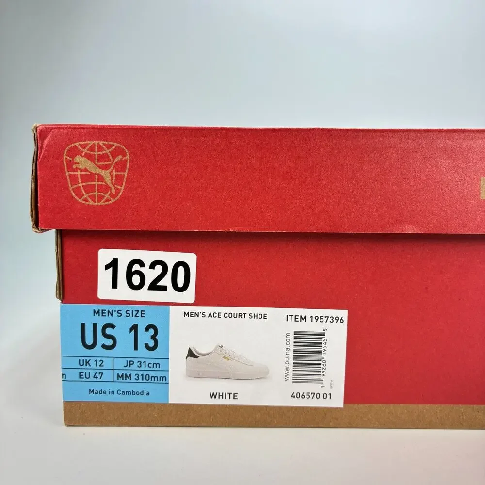 Puma Ace Court White Casual Lifestyle Sneakers Shoes 406570-01 Men's Size 13
